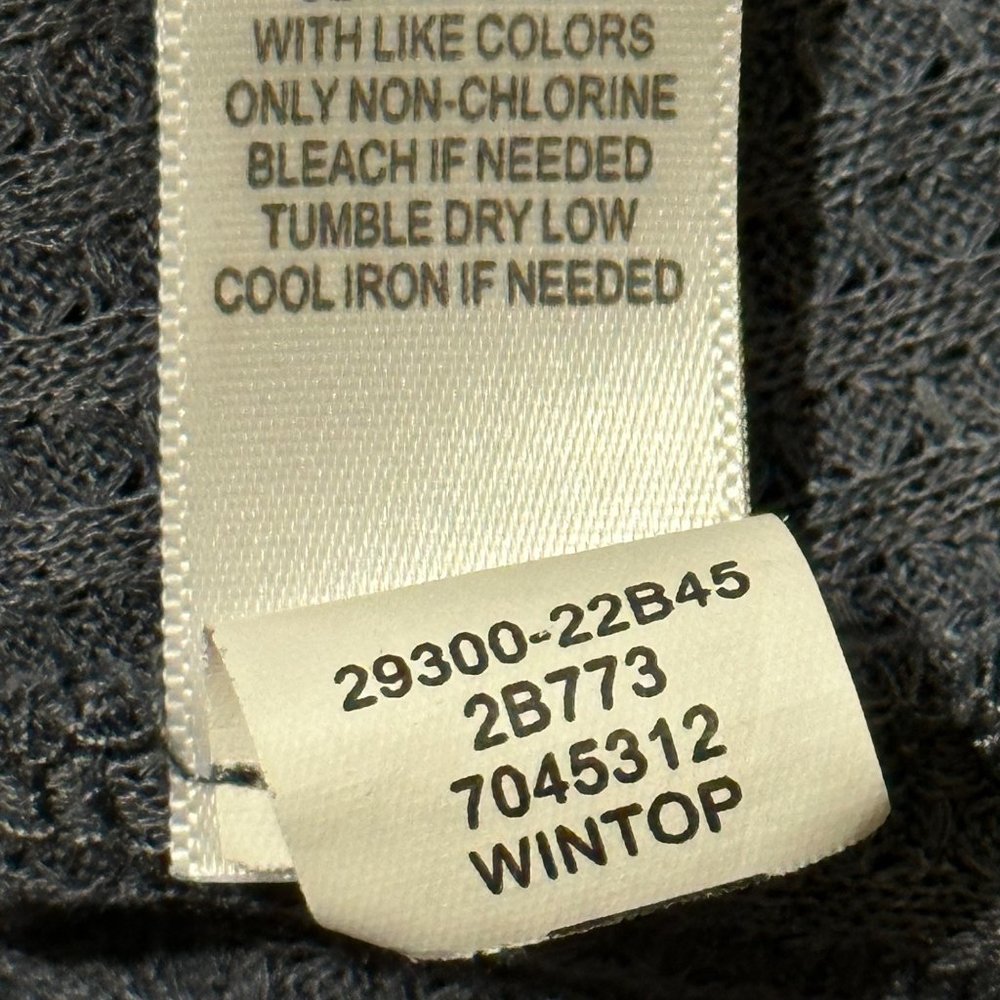 One World size 1X blue thermal lace trim 3/4 sleeve top - Picture 7 of 8